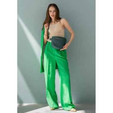 Leather Crossbody Belt Bag Vacation Green Crust
