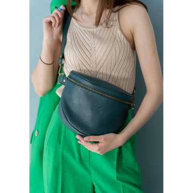 Leather Crossbody Belt Bag Vacation Green Crust