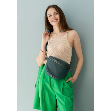 Leather Crossbody Belt Bag Vacation Green Crust