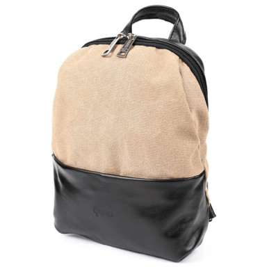 Backpack sling on one shoulder made of leather and canvas TARWA GAs-1905-3md