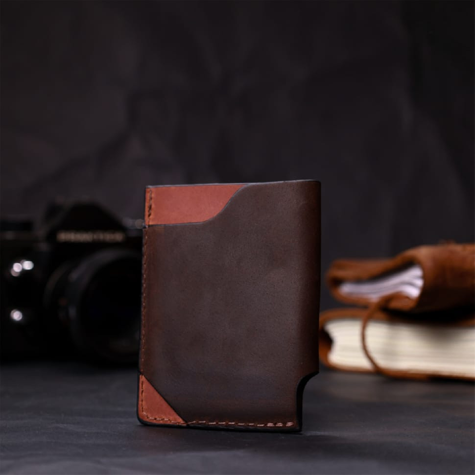 Оригінальний картхолдер з утримувачем для Apple AirTag з натуральної шкіри GRANDE PELLE 11609 Коричневий