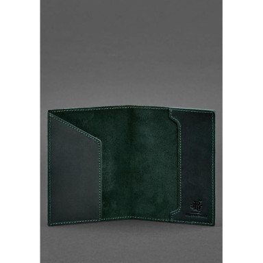 Leather passport cover with Polish coat of arms green Crazy Horse
