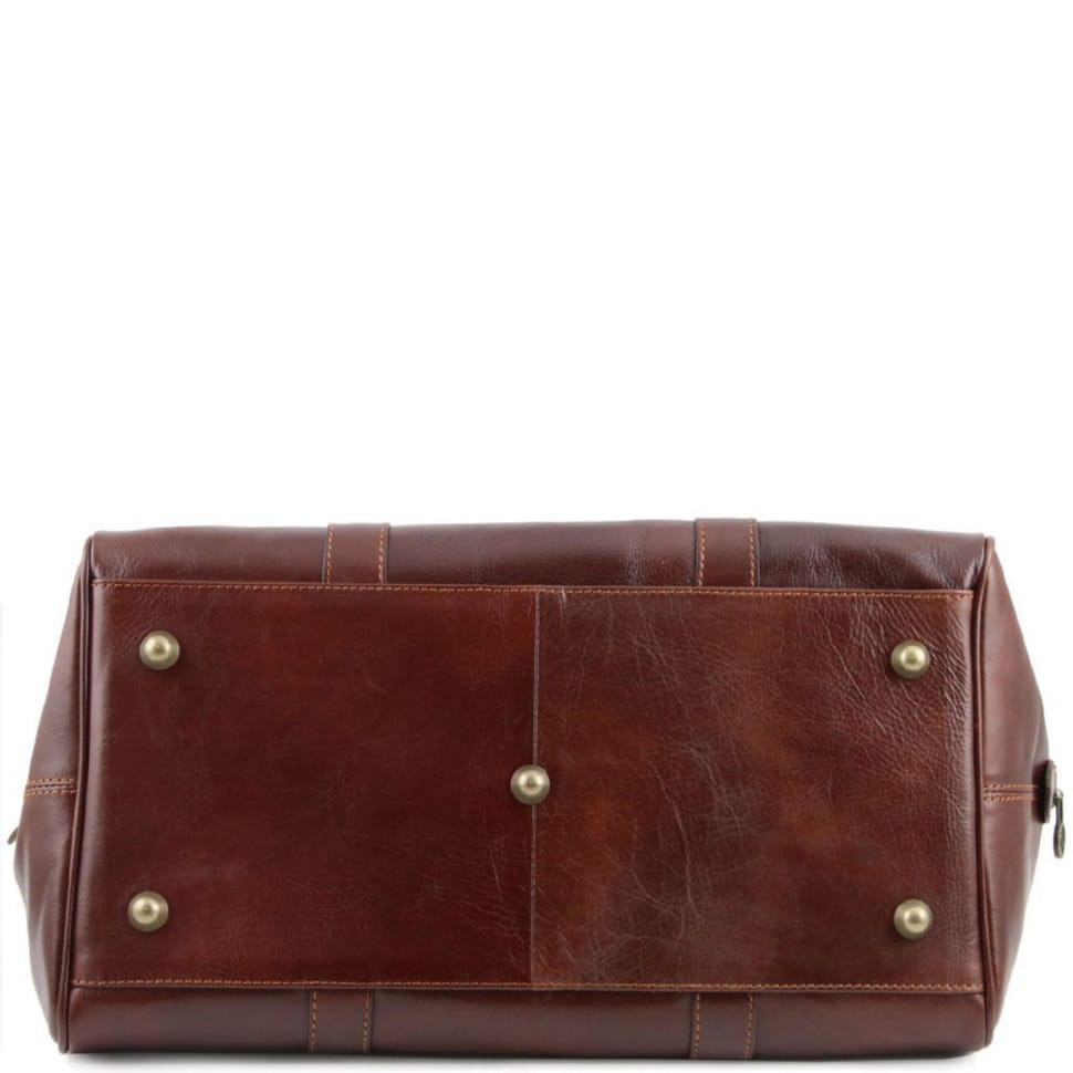 Travel leather duffle bag with pocket on the back side - Small size Tuscany TL141250 Voyager