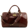 Travel leather duffle bag with pocket on the back side - Small size Tuscany TL141250 Voyager
