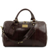Travel leather duffle bag with pocket on the back side - Small size Tuscany TL141250 Voyager