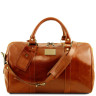 Travel leather duffle bag with pocket on the back side - Small size Tuscany TL141250 Voyager