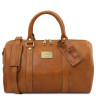 Travel leather duffle bag with pocket on the back side - Small size Tuscany TL141250 Voyager