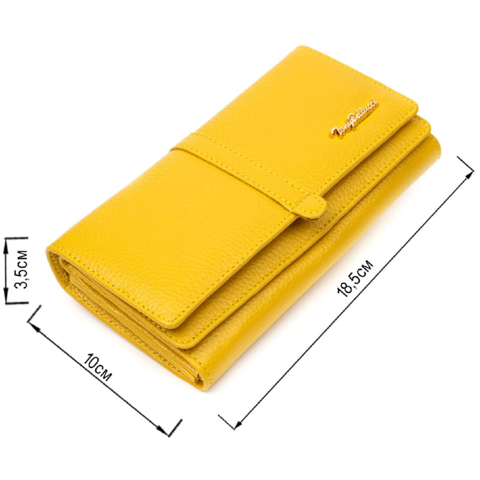 Барвистий жіночий гаманець з великою кількістю відділень із натуральної шкіри Tony Bellucci 21960 Жовтий