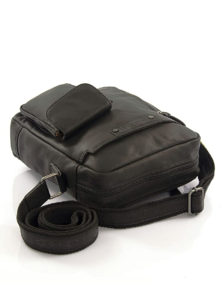 Шкіряна чоловіча сумка крос-боді, колір чорний, Hill&Burry HB3101