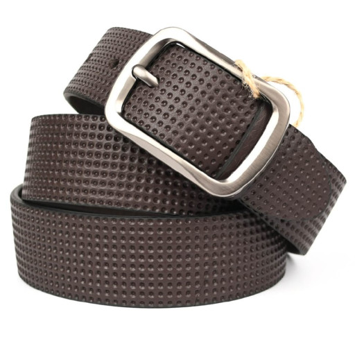 Шкіряний ремень широкий з тисненням перфорація 40мм st044699