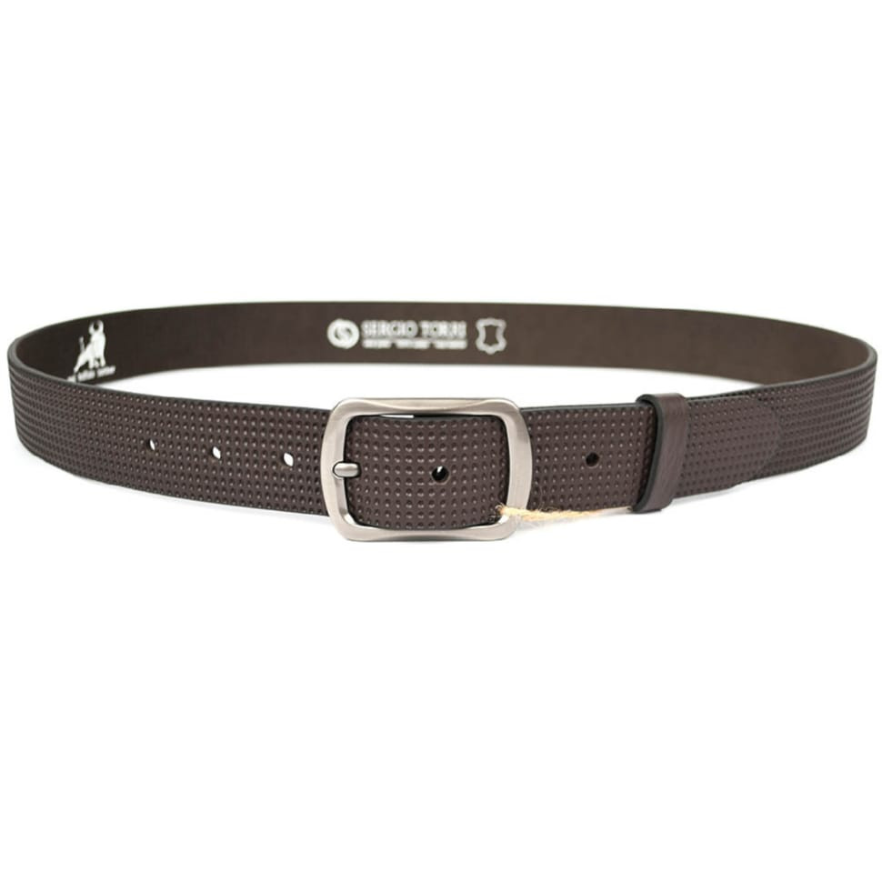 Шкіряний ремень широкий з тисненням перфорація 40мм st044699