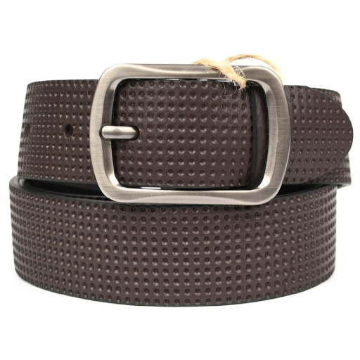 Шкіряний ремень широкий з тисненням перфорація 40мм st044699