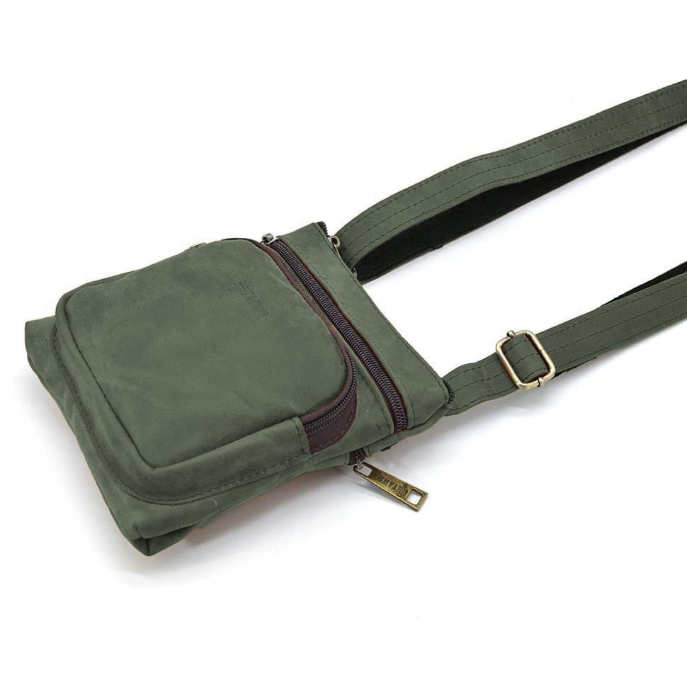 Men's shoulder bag leather crazy horse TARWA Green (RE-1342-2-3md) 