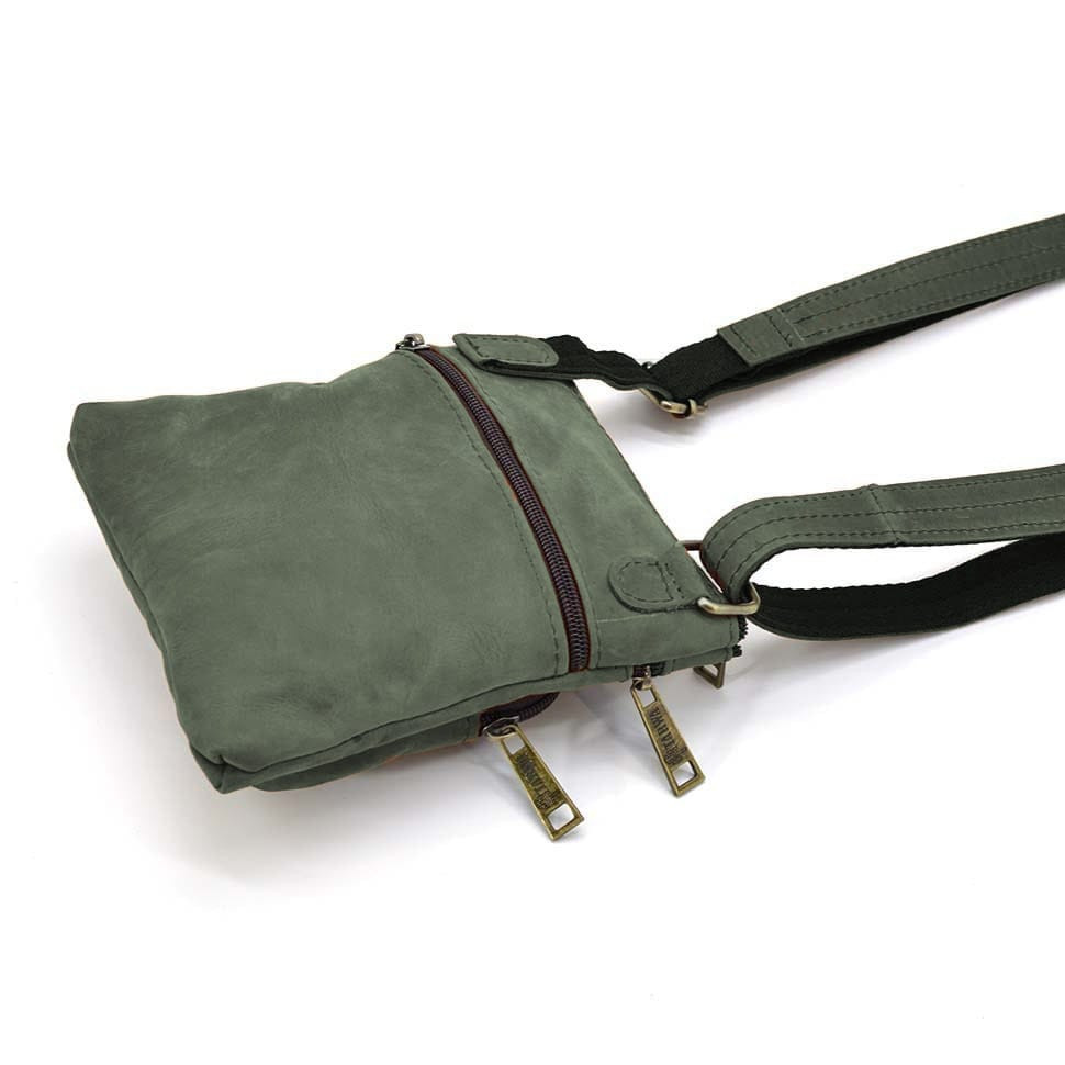 Men's shoulder bag leather crazy horse TARWA Green (RE-1342-2-3md) 