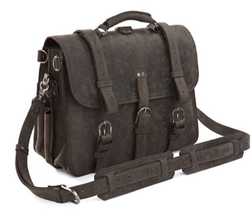 Брутальна велика сумка з кінської шкіри, трансформер, сіра