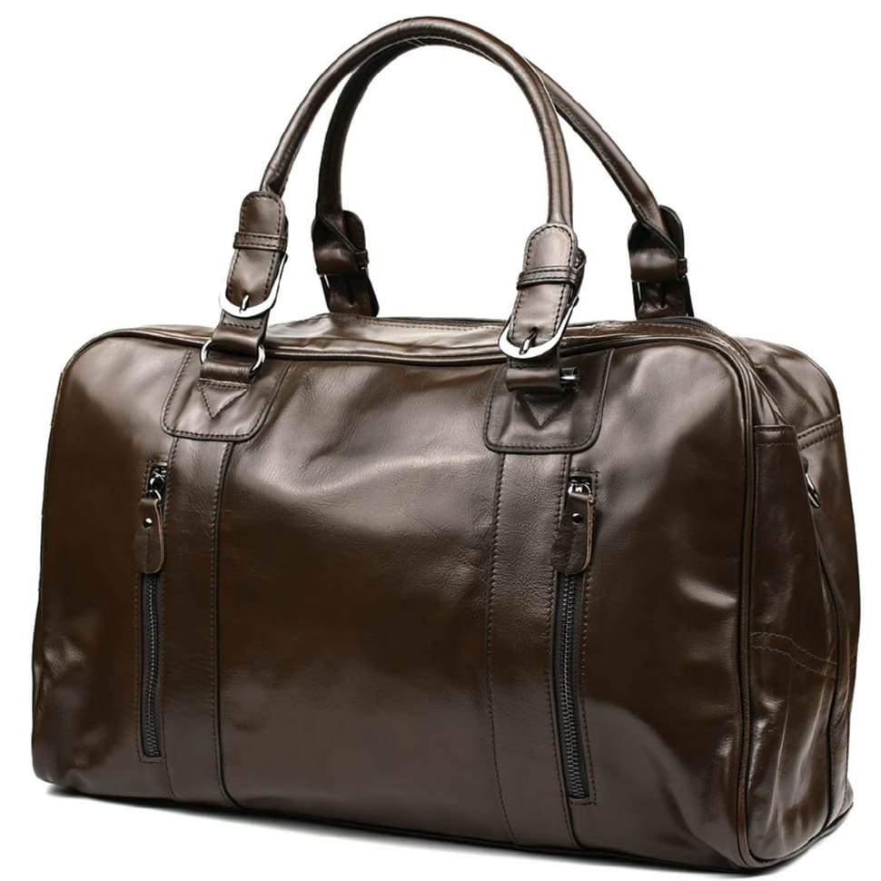 Шкіряна стильна дорожня сумка, сіра John McDee 7190J