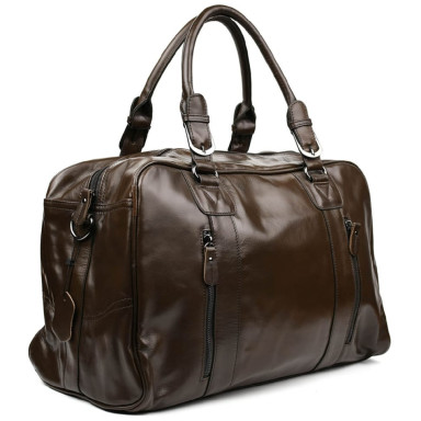 Leather Stylish Travel Bag, Gray John McDee 7190J