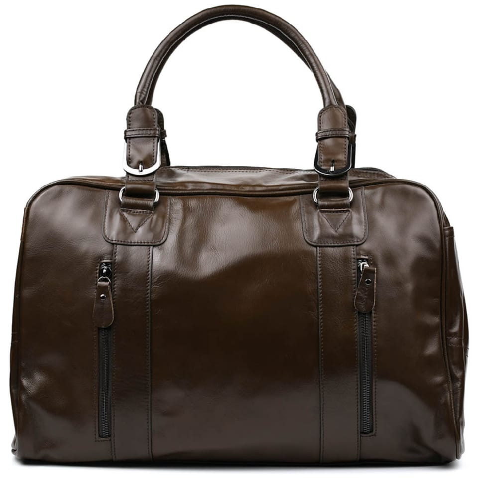 Шкіряна стильна дорожня сумка, сіра John McDee 7190J