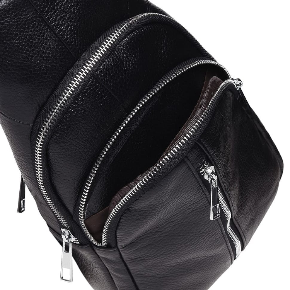 Чоловік шкіряний рюкзак через плече Keizer K1155-black