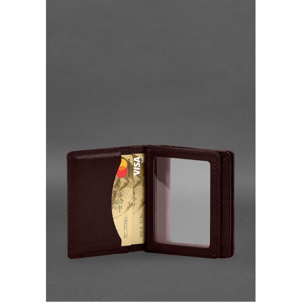 Шкіряна обкладинка для посвідчення водія, ID і пластикових карток 2.1 бордова