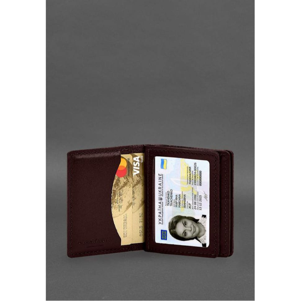 Шкіряна обкладинка для посвідчення водія, ID і пластикових карток 2.1 бордова