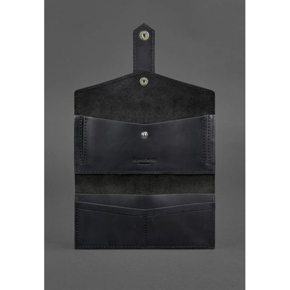 Шкіряне портмоне 3.0 чорне Crazy Horse