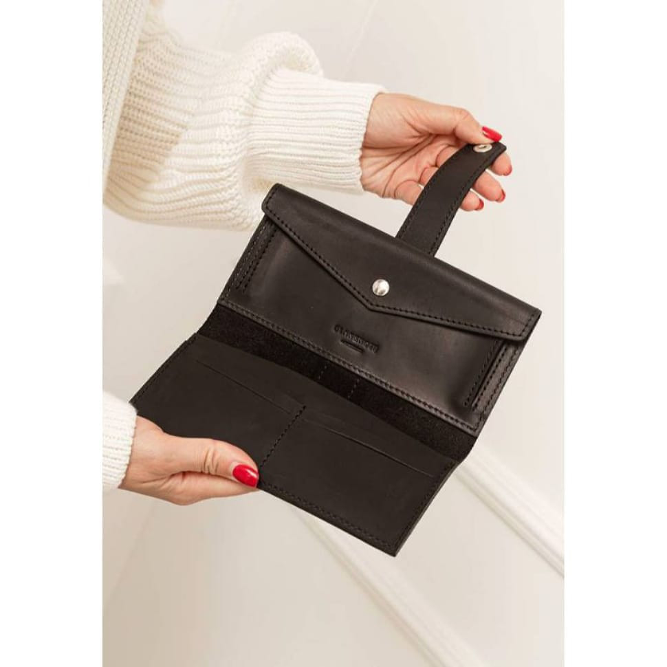 Шкіряне портмоне 3.0 чорне Crazy Horse
