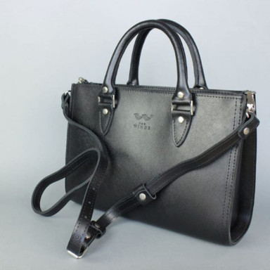 Женская кожаная сумка Fancy черная Saffiano