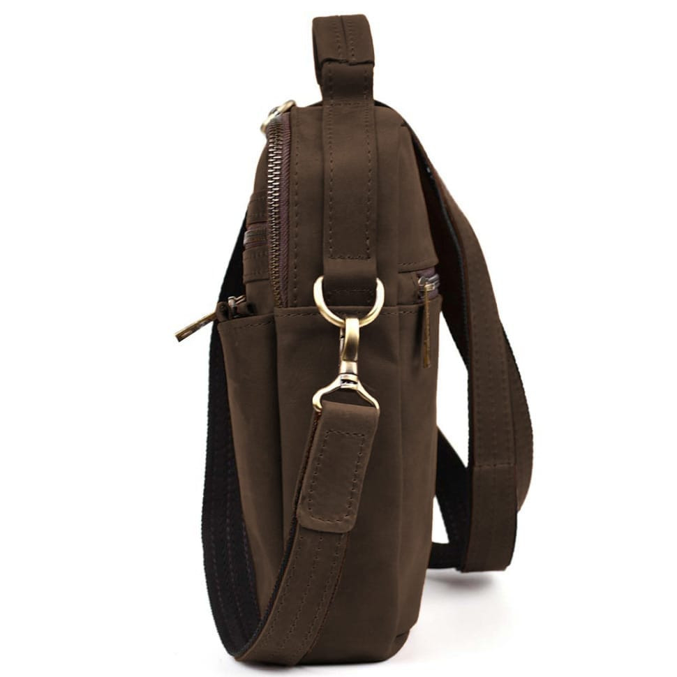 Crossbody bag with handle vertical TARWA RC-0120-4lx brown crazy horse