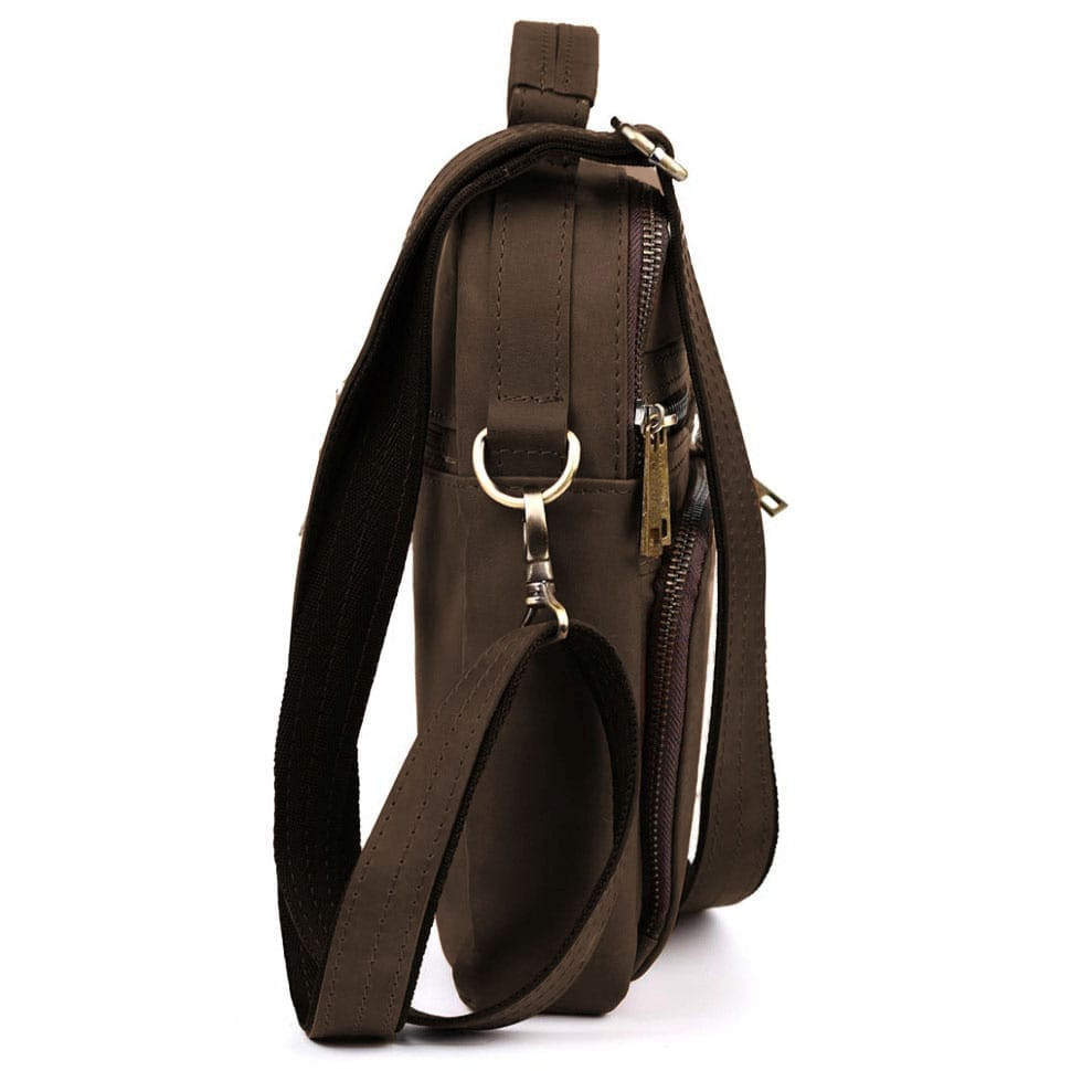 Crossbody bag with handle vertical TARWA RC-0120-4lx brown crazy horse