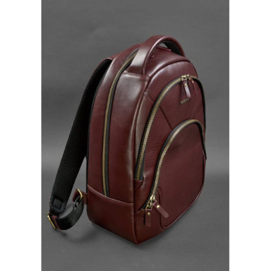 Leather backpack burgundy crust