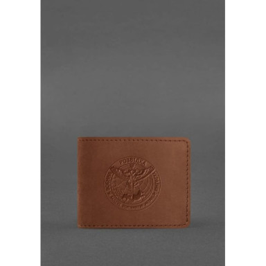 Leather cover for the identity card of the Main Directorate of Intelligence (GUR) light brown Crazy Horse