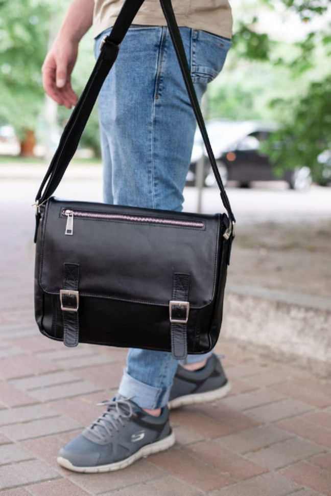 Men's leather shoulder bag from calfskin TARWA, GA-6046-4lx