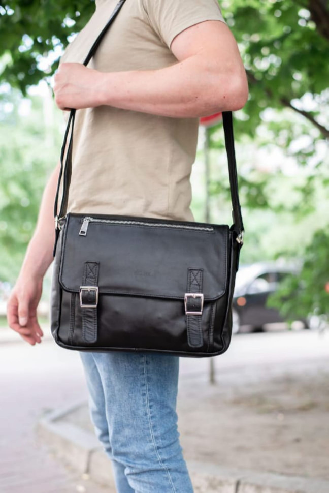 Men's leather shoulder bag from calfskin TARWA, GA-6046-4lx