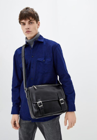 Men's leather shoulder bag from calfskin TARWA, GA-6046-4lx