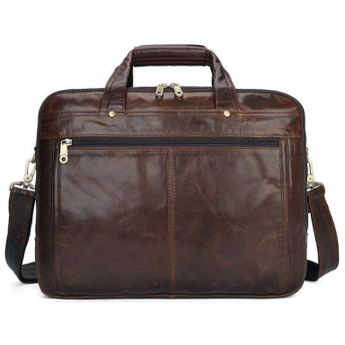 Men's briefcase JD7146Q leather three-compartment John McDee