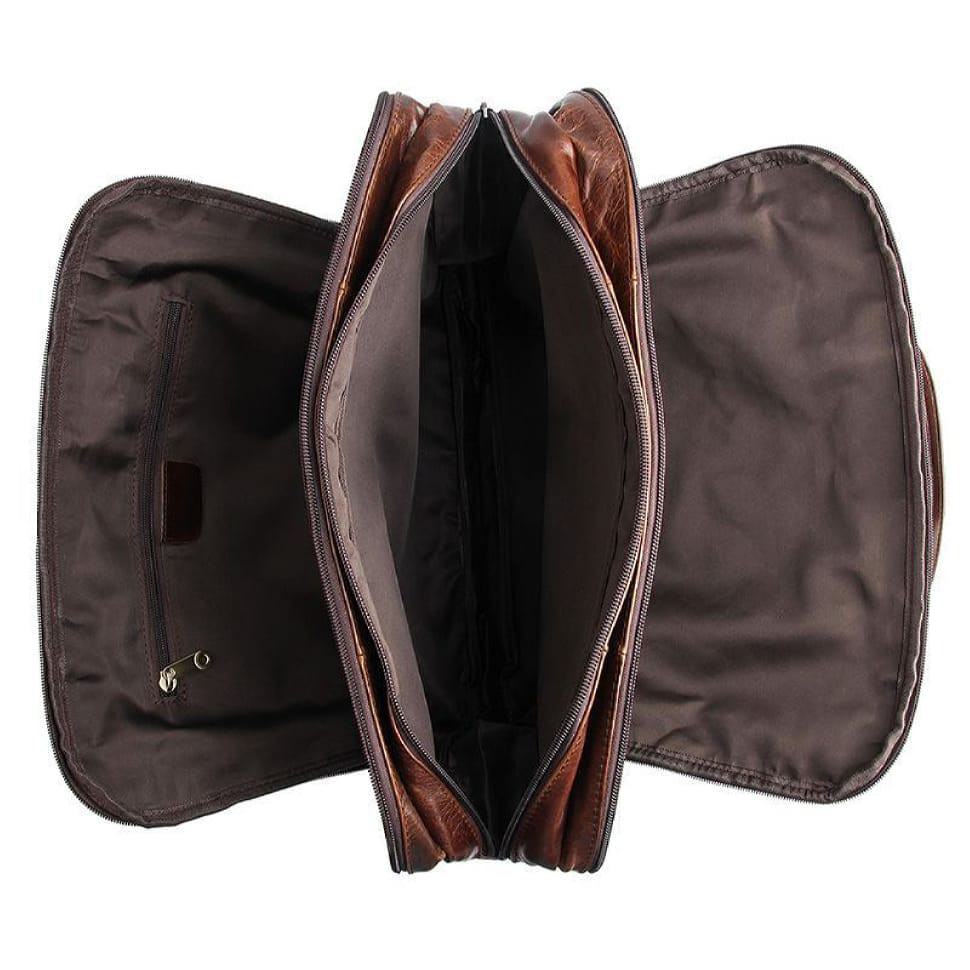 Чоловіча сумка портфель JD7146Q зі шкіри на три відділення John McDee