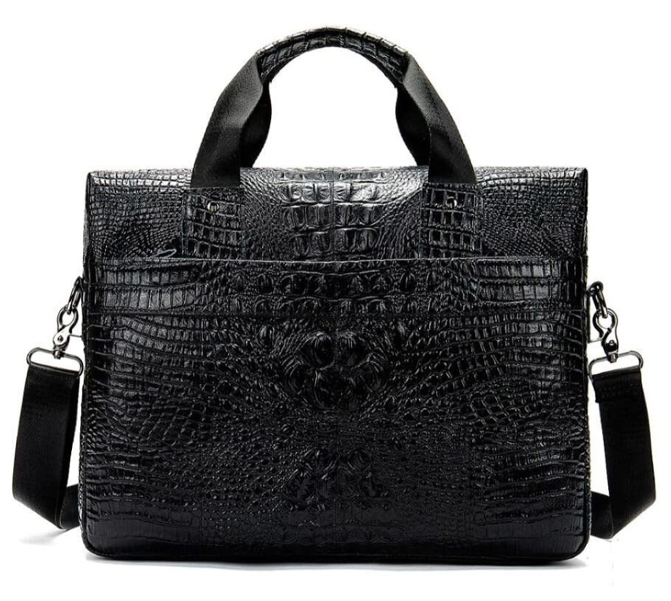 Сумка для ноутбука з тисненням під рептилію Vintage 14718 Чорна