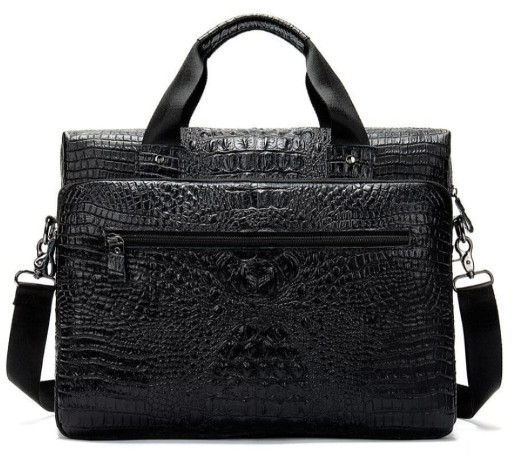 Сумка для ноутбука з тисненням під рептилію Vintage 14718 Чорна