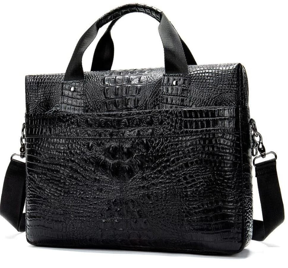 Сумка для ноутбука з тисненням під рептилію Vintage 14718 Чорна