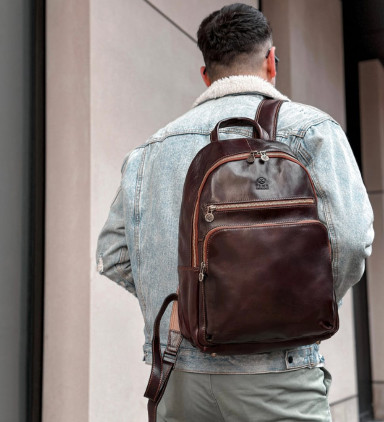 Leather Backpack - I, Claudius - Brown color - Time Resistance 5220601