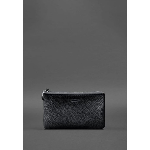 Шкіряна монетниця /міні-косметичка 3.0 чорна флотар