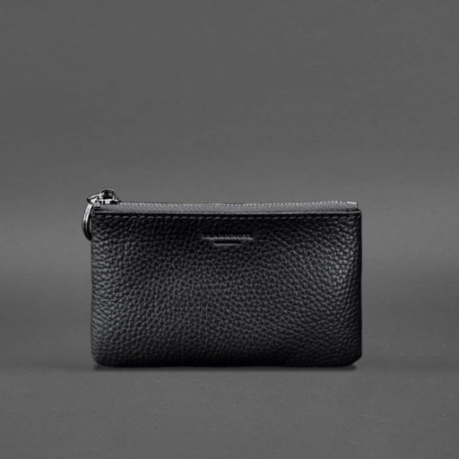 Шкіряна монетниця /міні-косметичка 3.0 чорна флотар