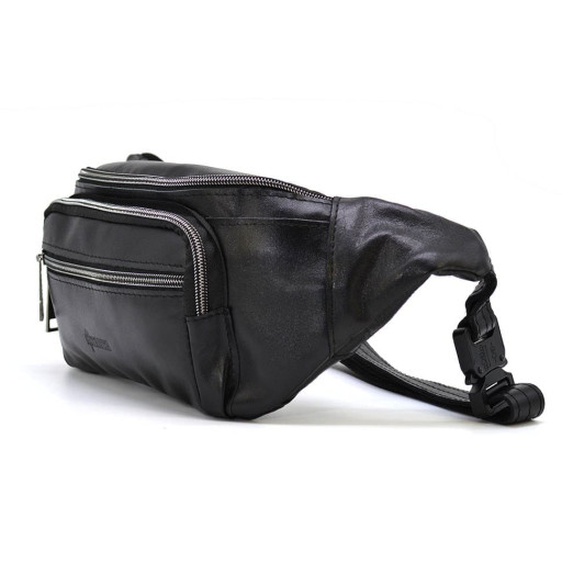 Бананка шкіряна, сумка напоясна чорна велика TARWA GA-7219-3md