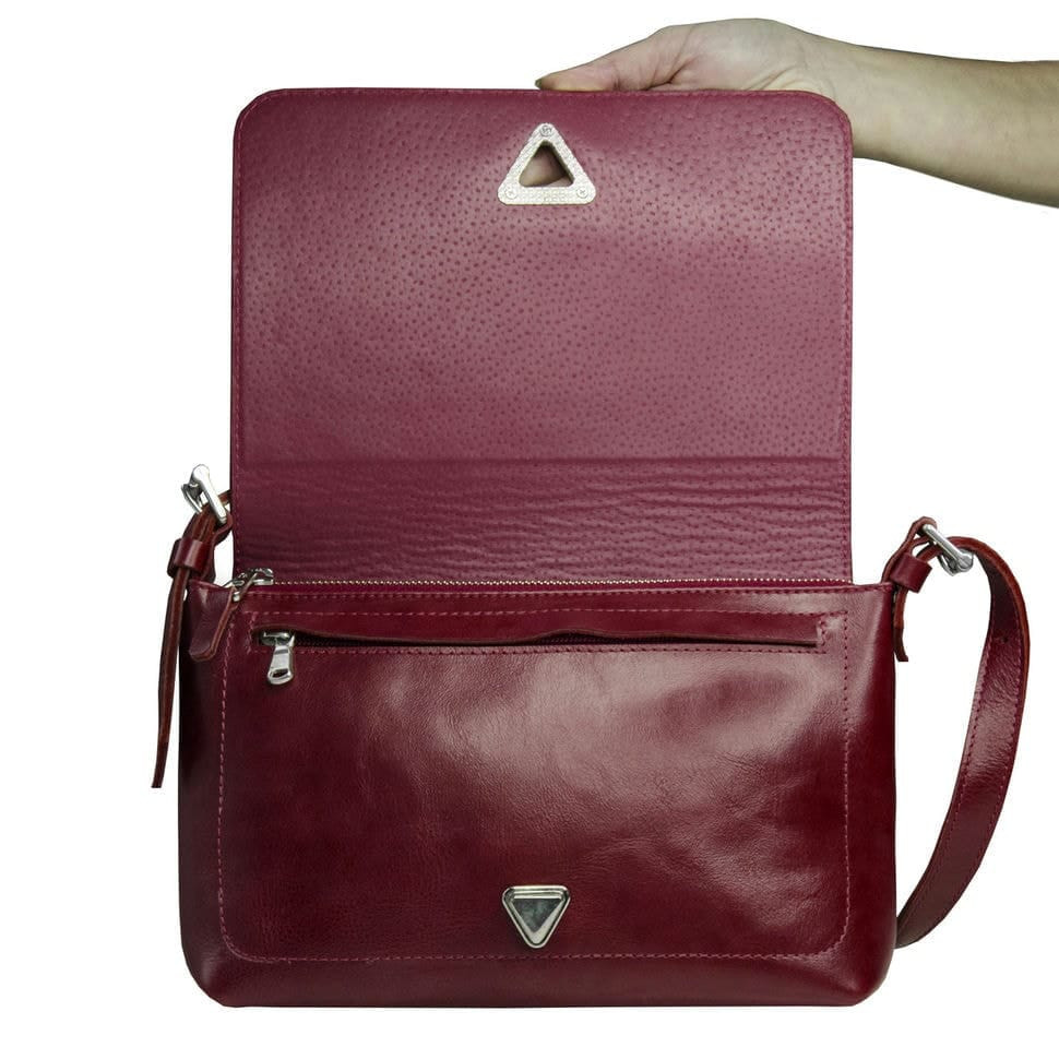Women's bag Grande Pelle 270x180x70 mm glossy leather cherry