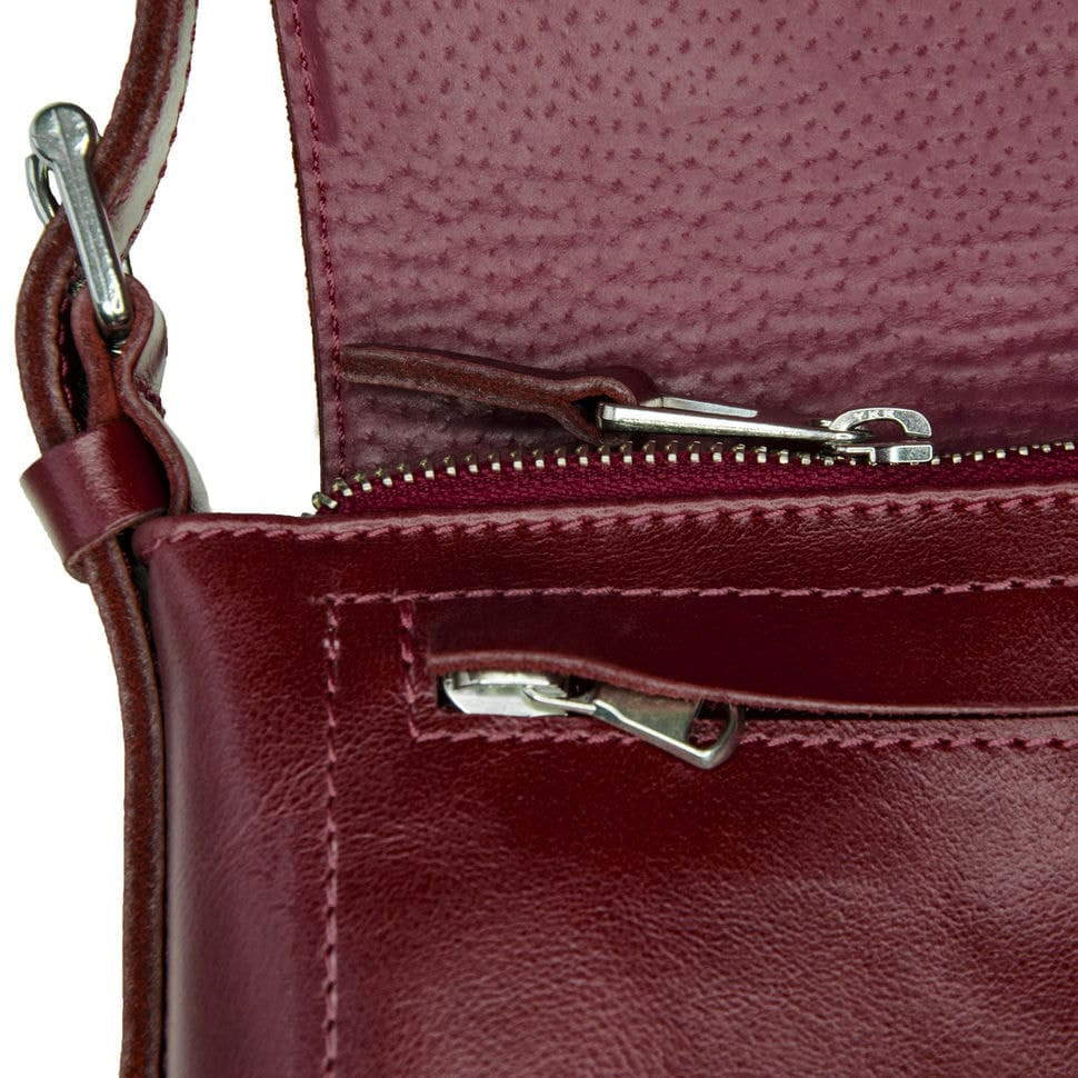 Women's bag Grande Pelle 270x180x70 mm glossy leather cherry