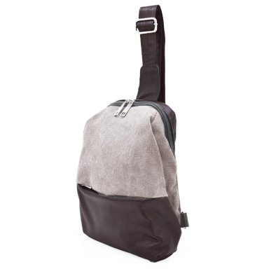Backpack sling on one shoulder made of leather and canvas TARWA GCc-1905-3md