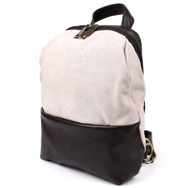 Backpack sling on one shoulder made of leather and canvas TARWA GCc-1905-3md
