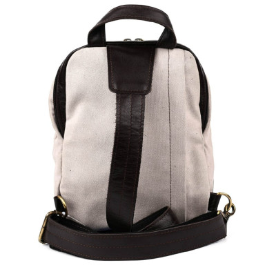 Backpack sling on one shoulder made of leather and canvas TARWA GCc-1905-3md