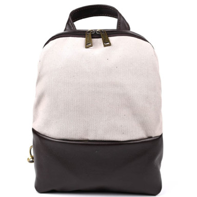Backpack sling on one shoulder made of leather and canvas TARWA GCc-1905-3md